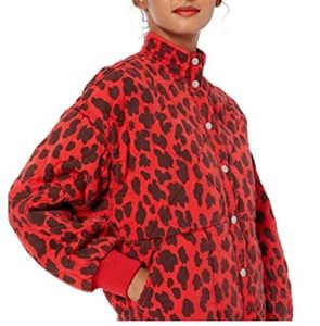 NWOT 🐾 BLANKNYC Leopard jacket in “Fierce” size Small, red and black, quilted